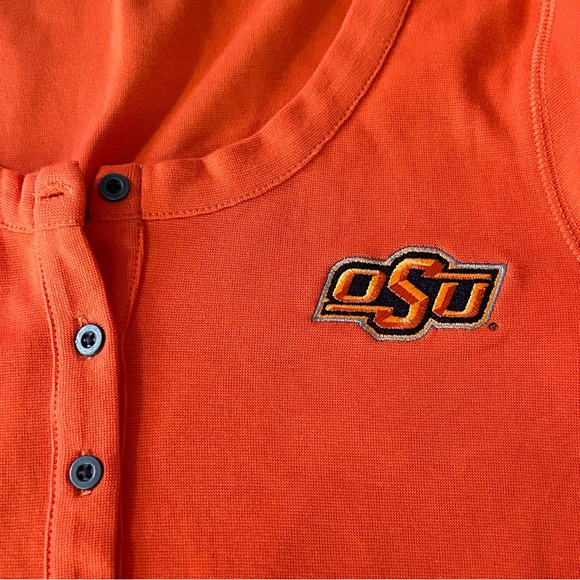 Cutter & Buck Oklahoma State Cowboys Women’s Long Sleeve Henley Logo Orange Med - Picture 1 of 9